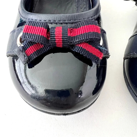 GUCCI | Baby Girl Mary Jane Ballet Flat Web Stripe Bow Navy Blue Leather US 5 - Picture 6 of 16